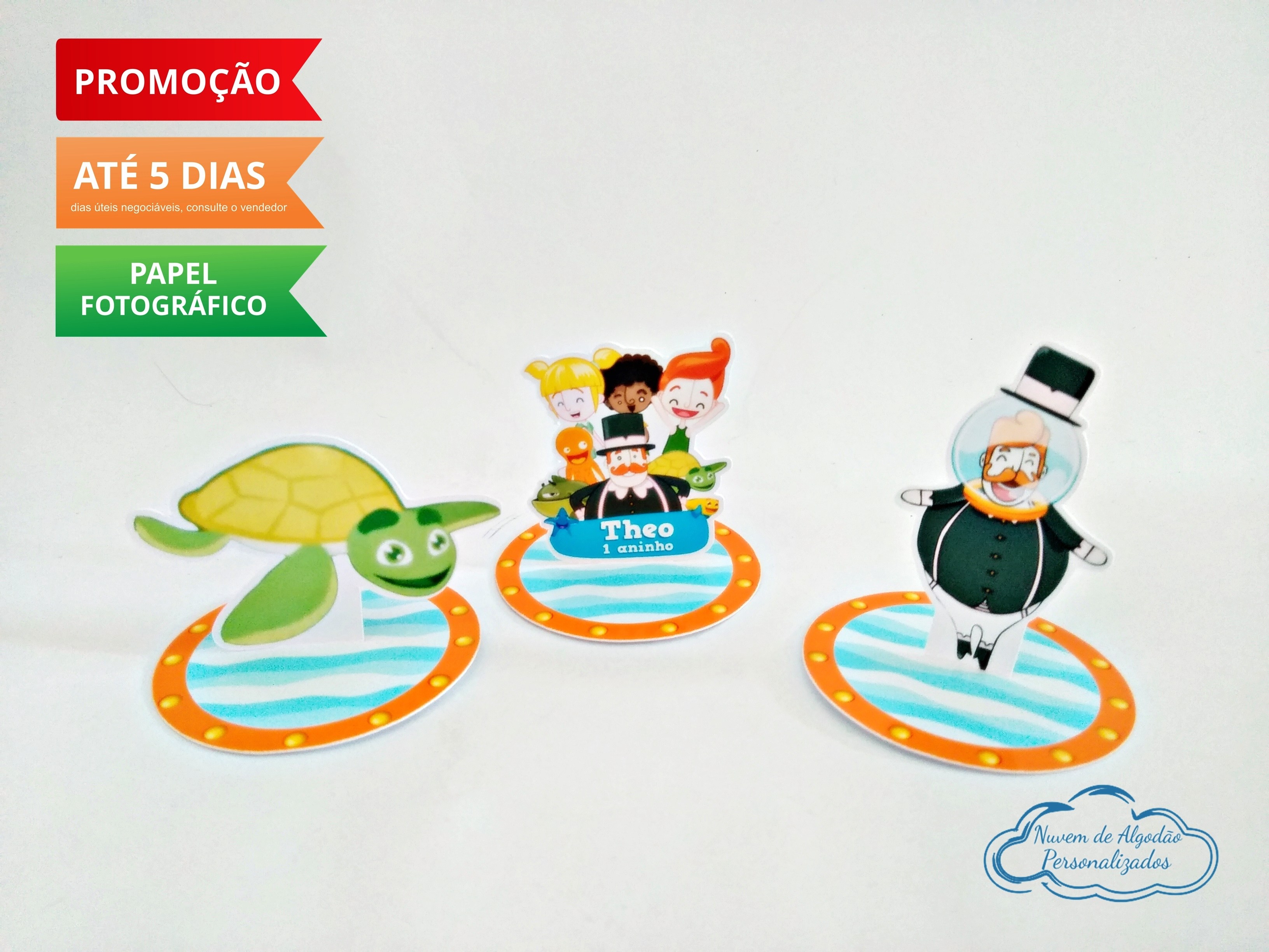 Aplique 3d de latinha 5x5 Mundo Bita fundo do mar
