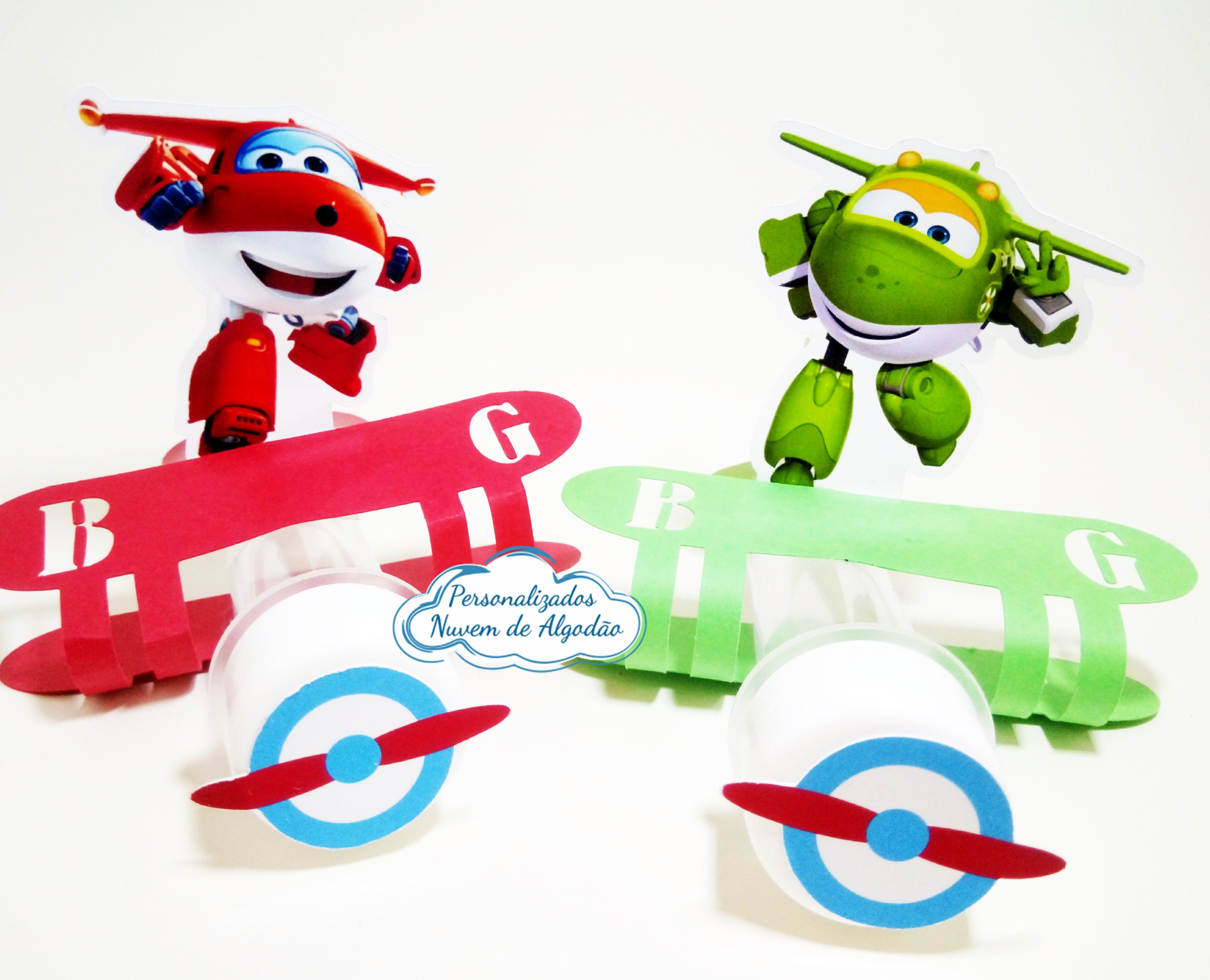 Aplique de tubete avião Super Wings - Jett e Mira