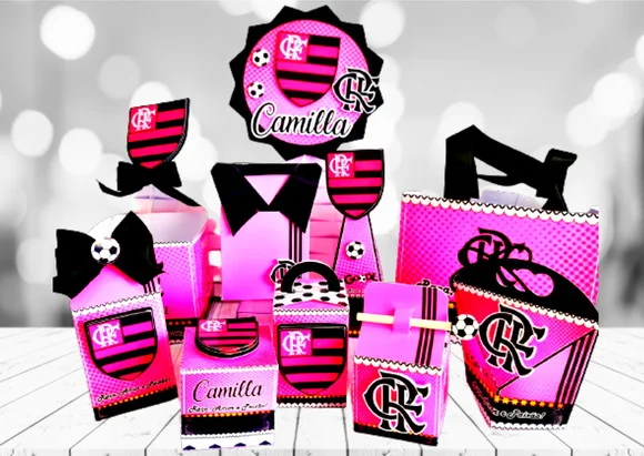 Arquivo Caixa Silhouette Flamengo Menina Rosa Luxo