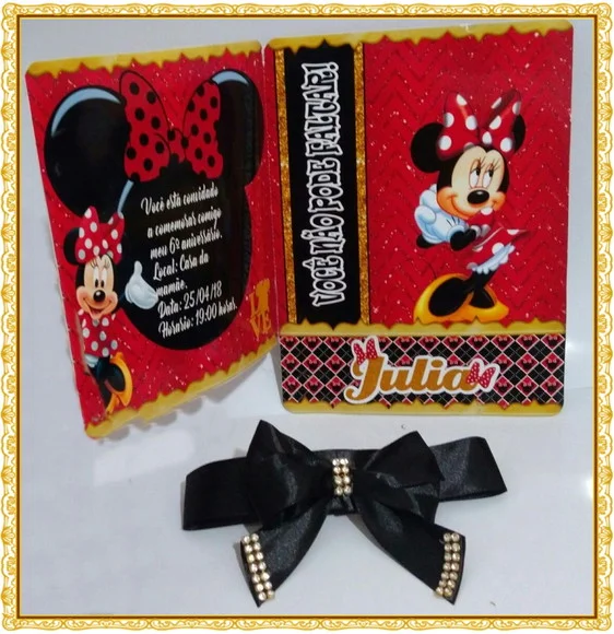 Arquivo de Corte Digital Convite Minnie Vermelha