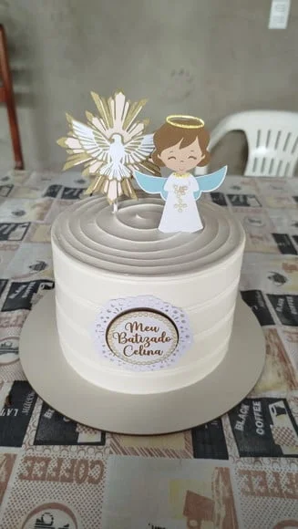 Arquivo Digital - Topo de Bolo Batizado Menina em Camadas