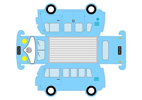 Arquivo Studio Silhouette Caixa Kombi Azul