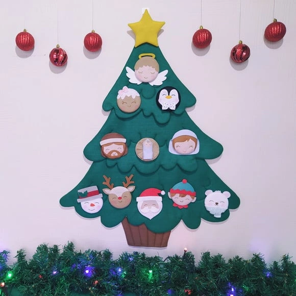 Árvore de Natal Montessori de Feltro com Velcro - Tam m