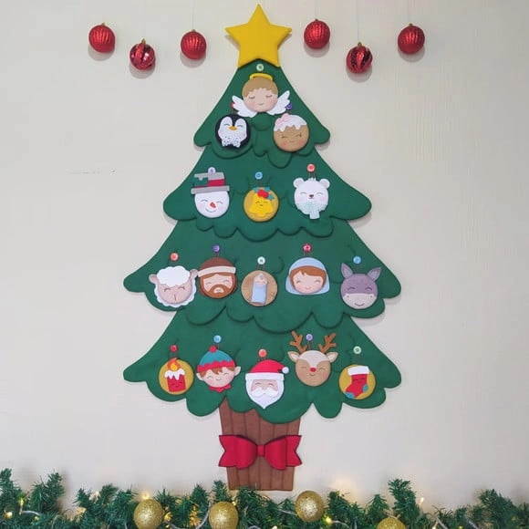 Árvore de Natal de Feltro Montessori Interativa - Tam. G