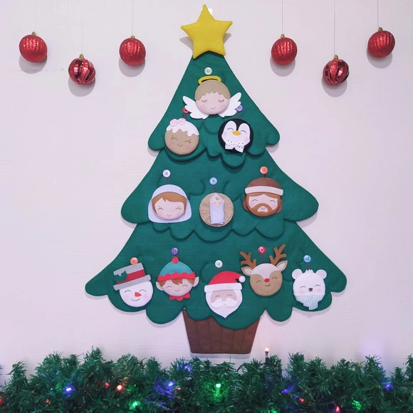 Árvore de Natal Montessori Interativa de Feltro Tamanho m