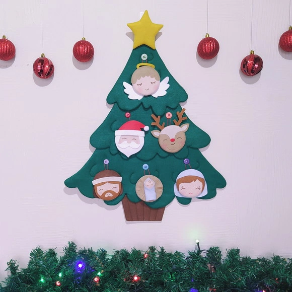 Árvore de Natal Interativa de Feltro Montessori Tam P.1