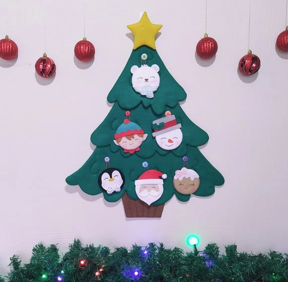 Árvore de Natal Interativa de Feltro Montessori Tam P.2