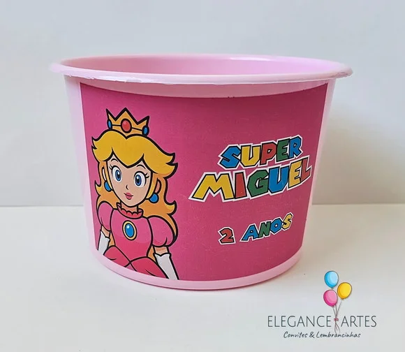 Balde de Pipoca Princesa Peach Super Mário