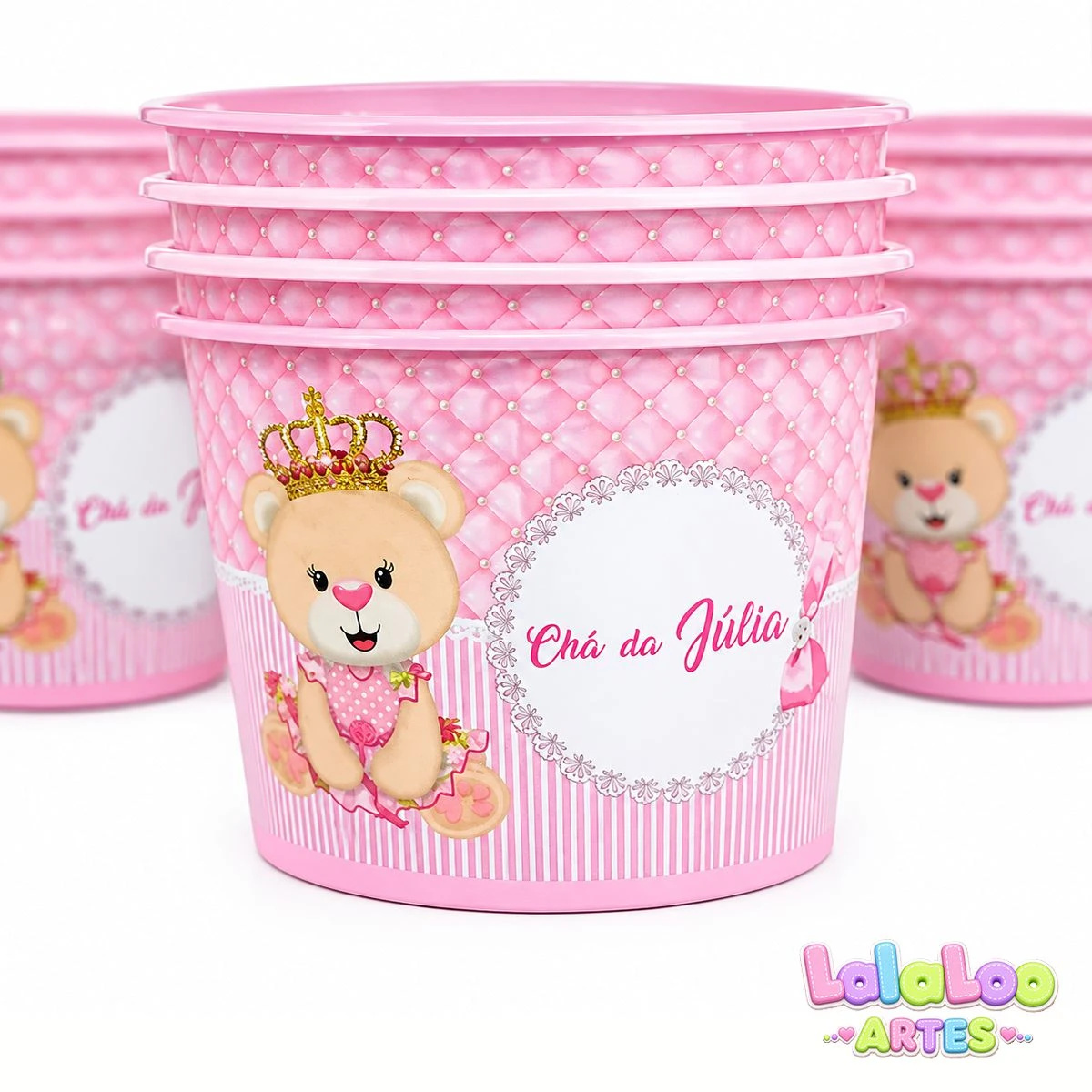 Balde de Pipoca Ursinha Princesa
