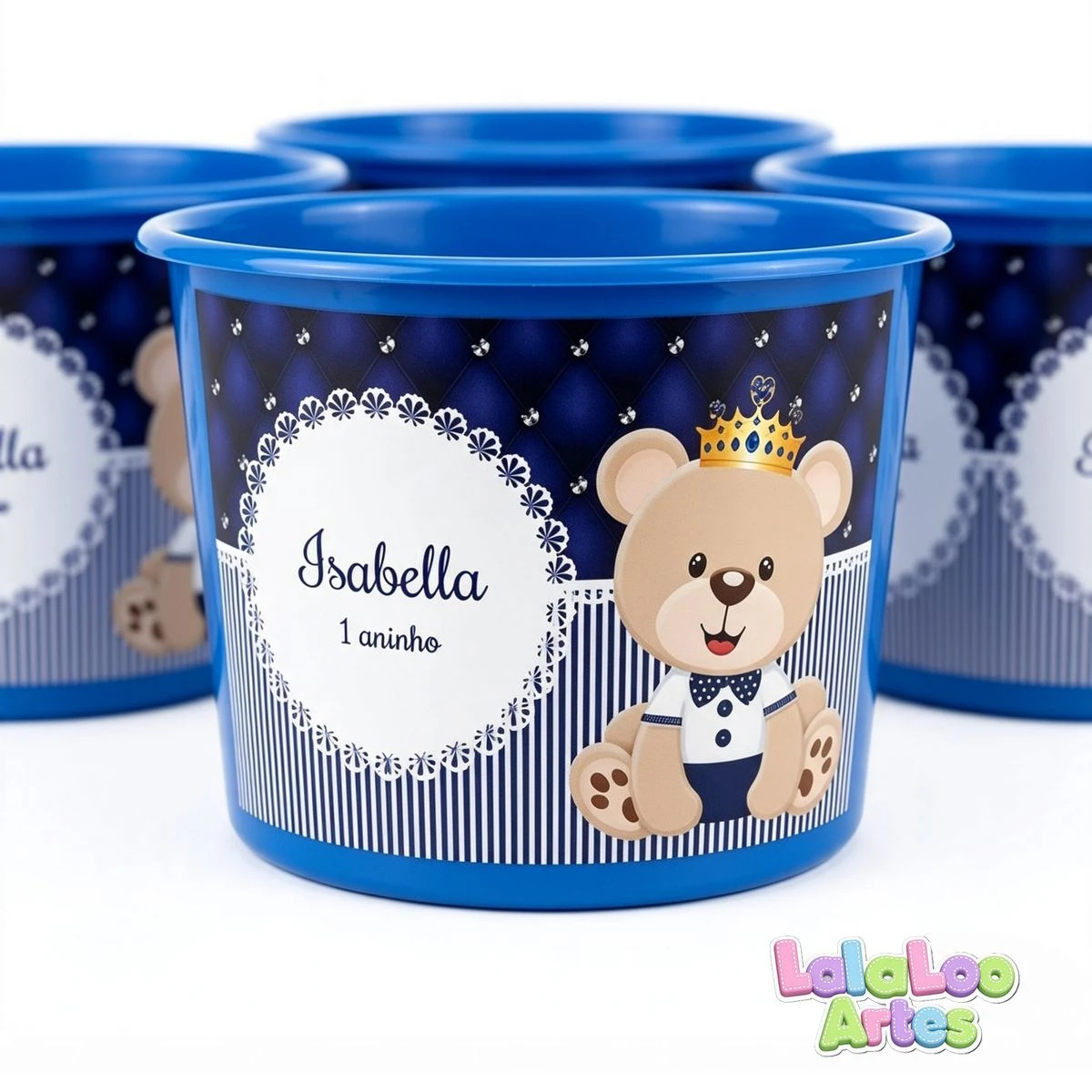 Balde de Pipoca Urso Príncipe Personalizado