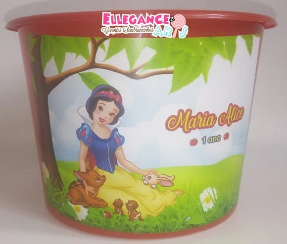 Balde de Pipoca Branca de Neve