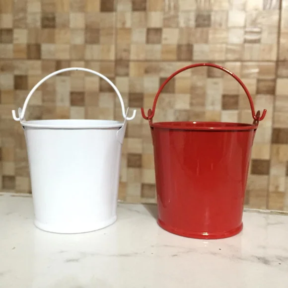 Baldinho/vaso De Metal Esmaltado