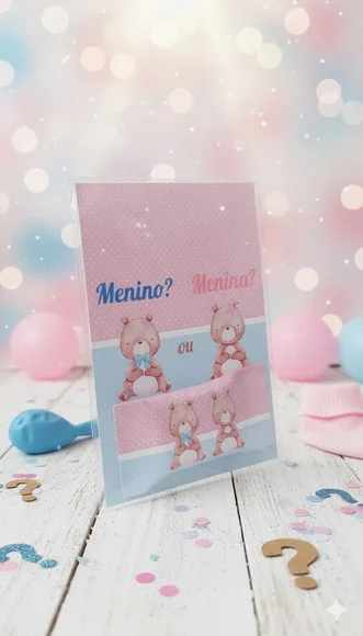 Balinha Personalizada Chá Revelação com Card (15 Un)