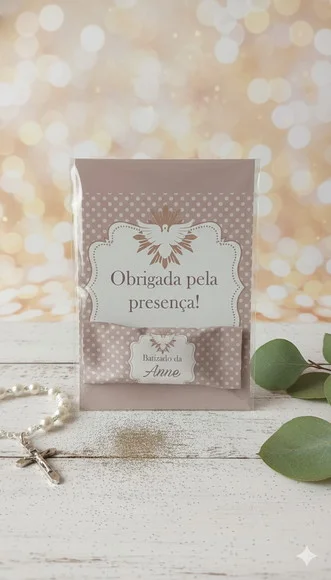 Balinha Personalizada Batizado com Card (15 Unidades)