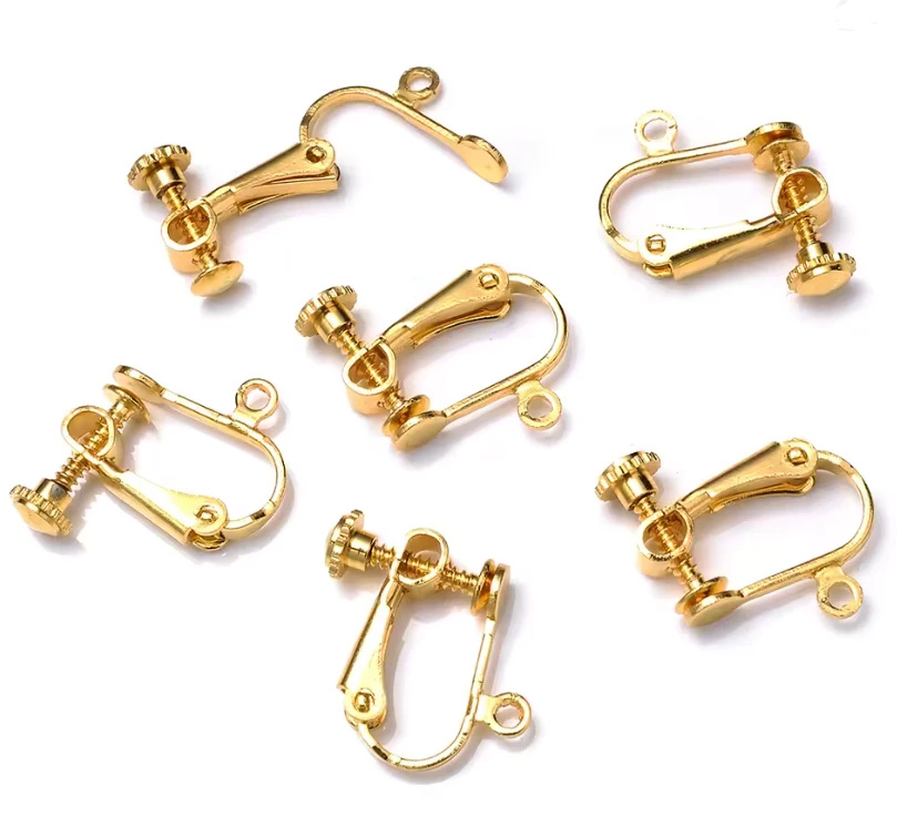 Base para Brinco de Pressão Prateado ou dourado modelo parafuso ( 5 Pares )