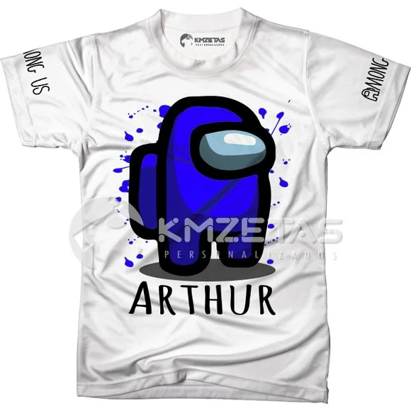 Blusa Among Us Azul Infantil Adulto Personalizada