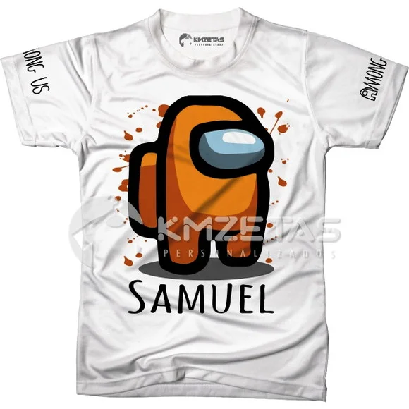 Blusa Among Us Laranja Infantil Adulto Personalizada