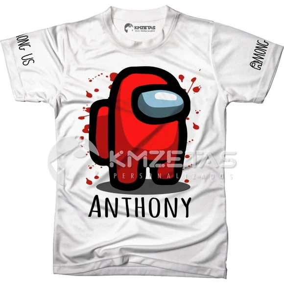 Blusa Among Us Vermelho Infantil Adulto Personalizada