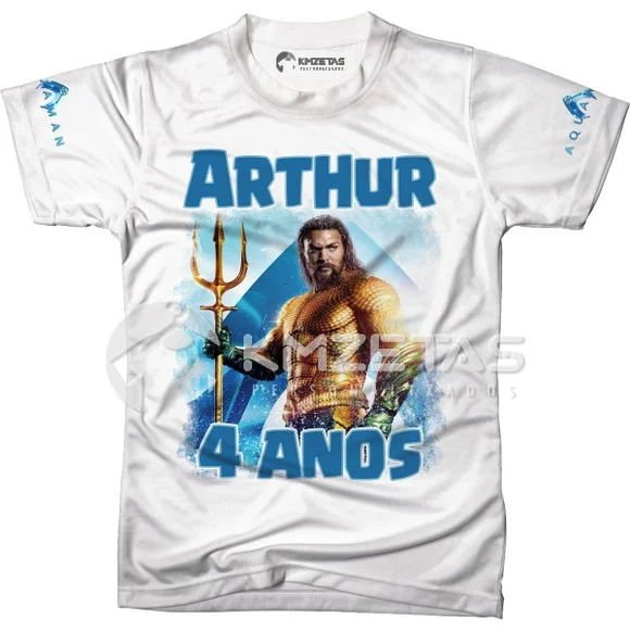 Blusa Aquaman Festa Aniversario Infantil Personalizada