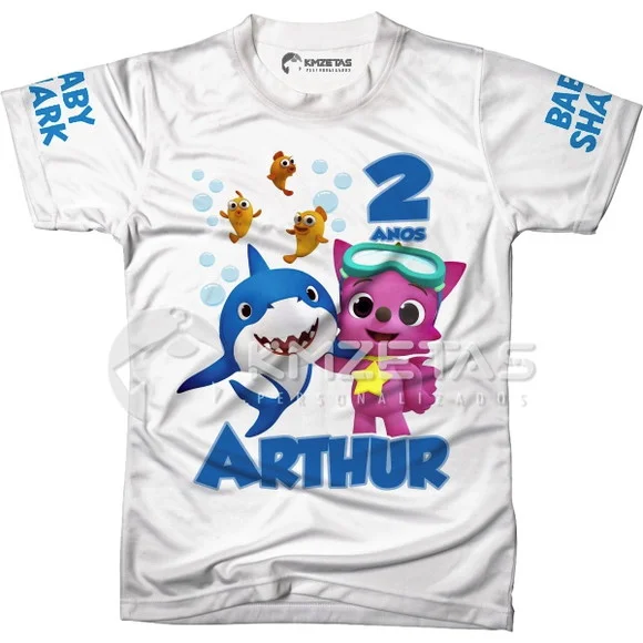 Blusa Baby Shark Festa Infantil Aniversario Personalizada