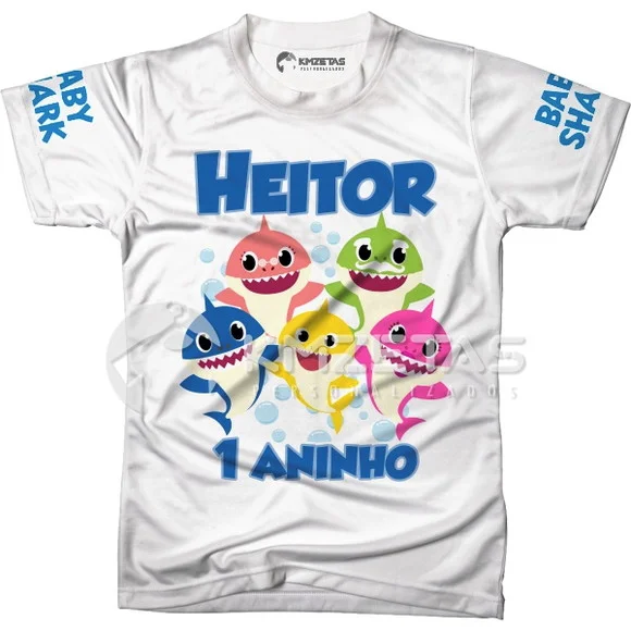 Blusa Baby Shark Infantil Festa Aniversario Personalizada