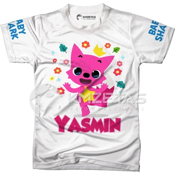 Blusa Baby Shark Menina Infantil Adulto Personalizada