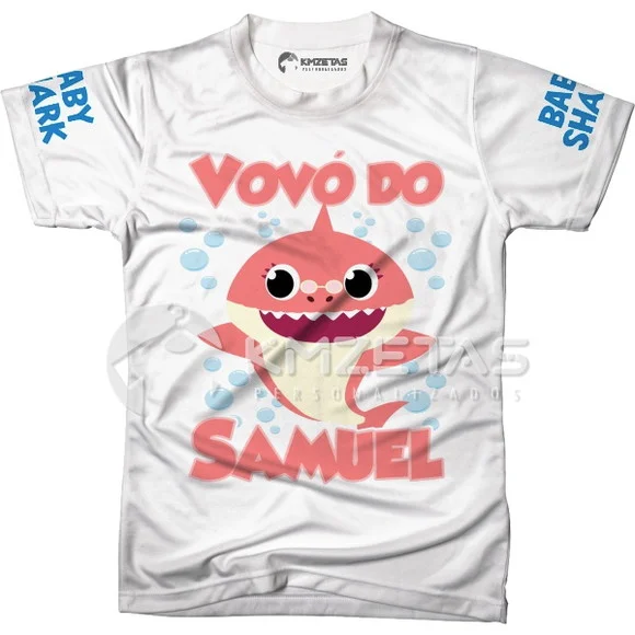 Blusa Baby Shark Vovó Tubarão Personalizada
