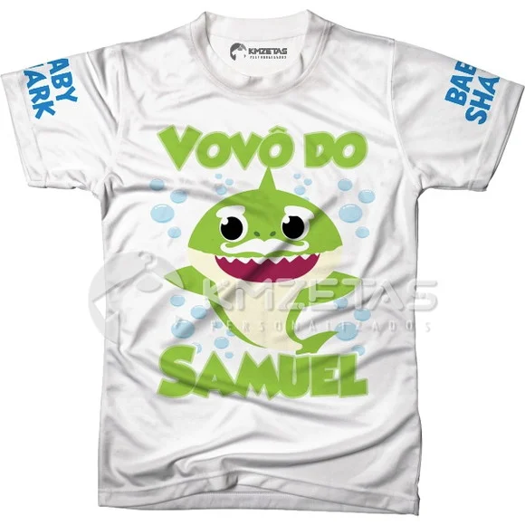 Blusa Baby Shark Vovô Tubarão Personalizada
