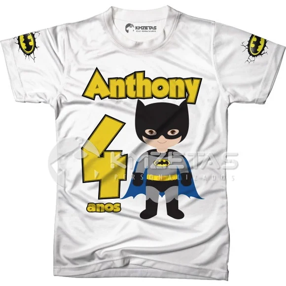 Blusa Batman Festa Infantil Aniversario Personalizada