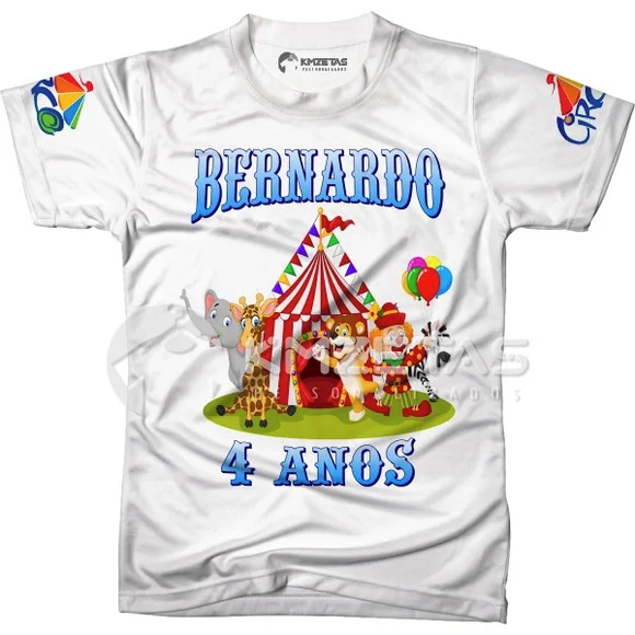 Blusa Circo Infantil Palhaço Leão Elefante Girafa Festa