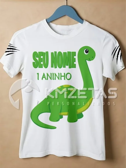 Blusa Dinossauro Braquiossauro Personalizada Aniversário