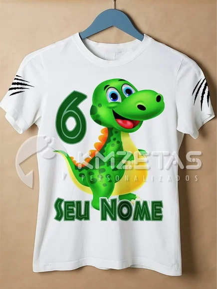 Blusa Dinossauro Infantil Adulto Personalizada