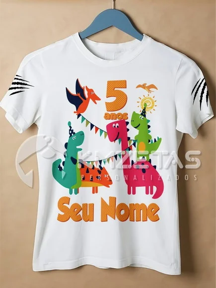 Blusa Dinossauros Infantil Adulto Personalizada