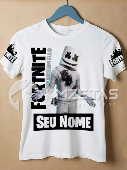 Blusa Fortnite Dj Marshmello Infantil Adulto Personalizada