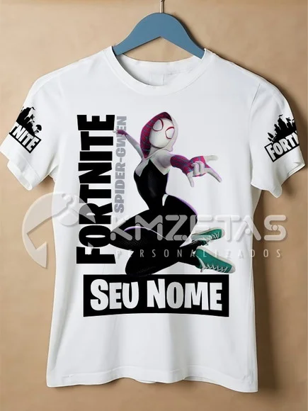 Blusa Fortnite Spider Gwen Infantil Adulto Personalizada