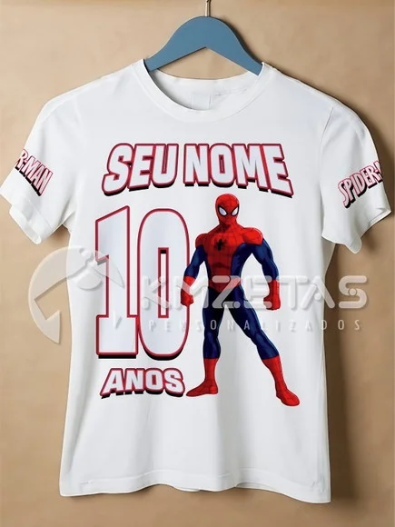 Blusa Homem Aranha Festa Infantil Personalizada