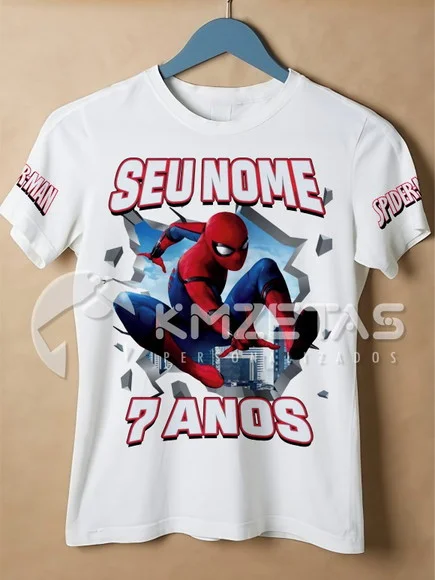 Blusa Homem Aranha Super Heroi Infantil Personalizada