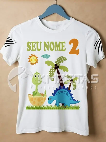 Blusa Infantil Dinossauro Personalizada Festa Aniversário