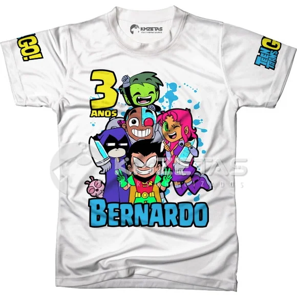 Blusa Jovens Titãs Aniversário Infantil Adulto Personalizada