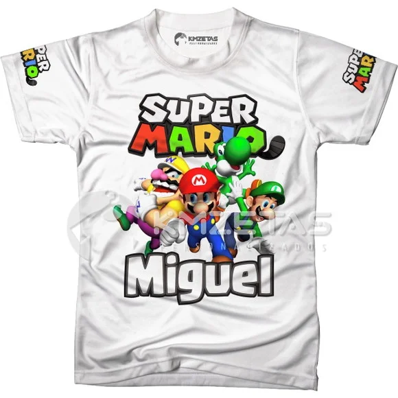 Blusa Mario Bros Luigi Wario Yoshi Infantil Personalizada