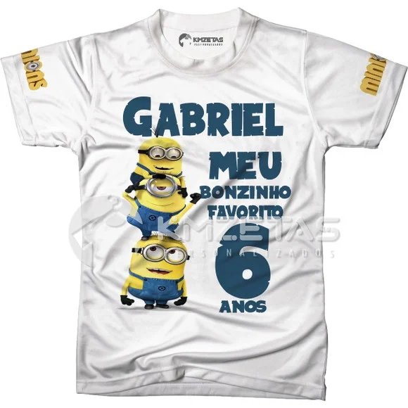 Blusa Minions Aniversário Infantil Adulto Personalizada