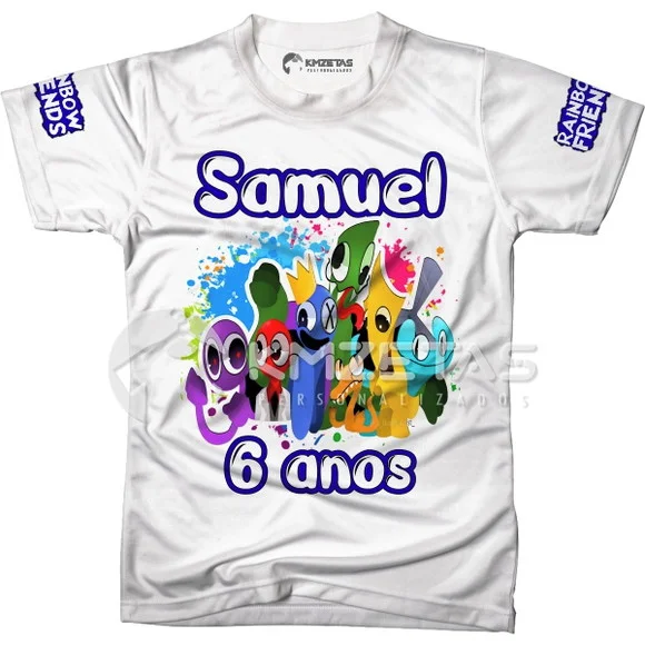Blusa Rainbow Friends Aniversário Infantil Personalizada