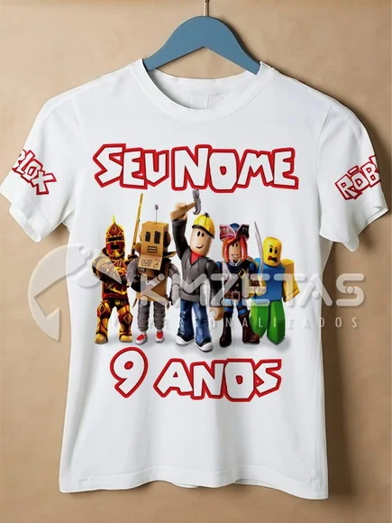 Blusa Roblox Festa Infantil Game Jogo Camisa Personalizada