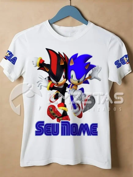 Blusa Shadow e Sonic Infantil Adulto Camisa Personalizada
