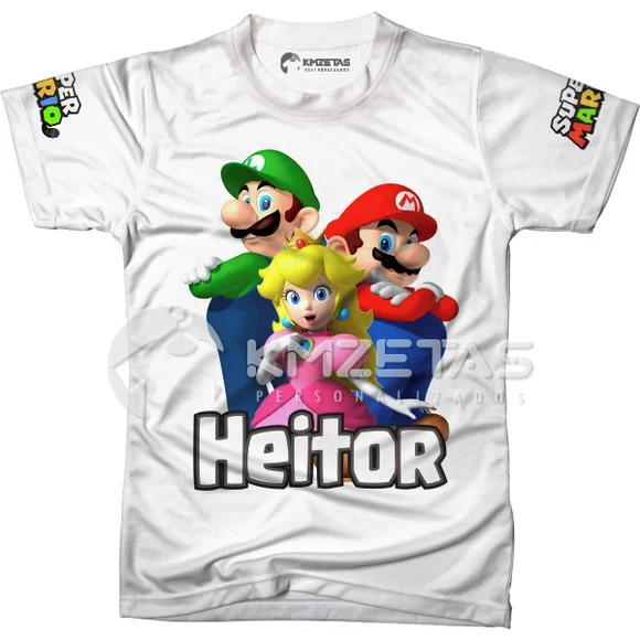 Blusa Super Mario Bros Luigi Peach Toad Yoshi Personalizada