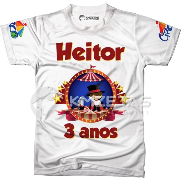 Blusa Tema Circo para Festa Infantil Mágico Aniversário