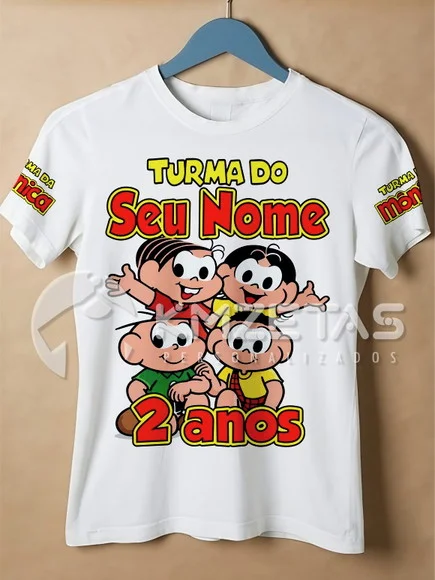 Blusa Turma da Mônica Festa Aniversário Personalizada