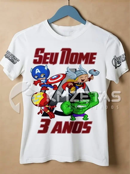 Blusa Vingadores Avengers Camisa Infantil Personalizada