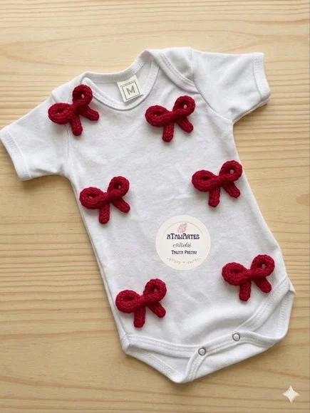 Body menina Personalizado com Laços de Tricotin