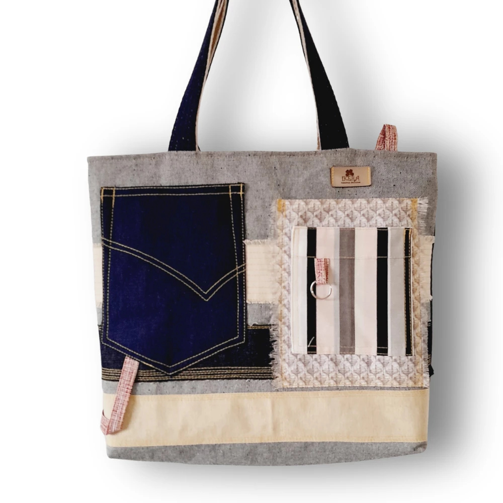 Bolsa Artesanal Unissex de Tecido Jeans